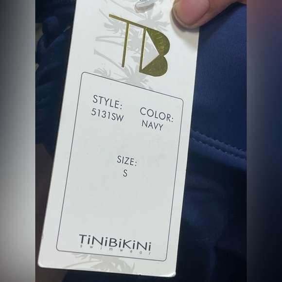 NWT TiniBikini Swimwear Blue Deep V Lace Up One Piece Swimsuit Size Small Sexy! - Picture 13 of 16